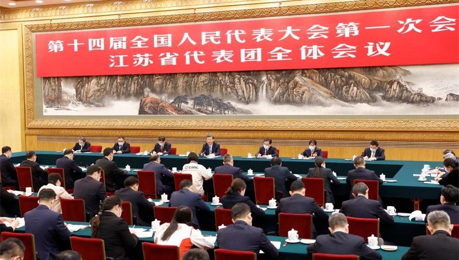 Xi stresses high-quality development with Jiangsu delegation