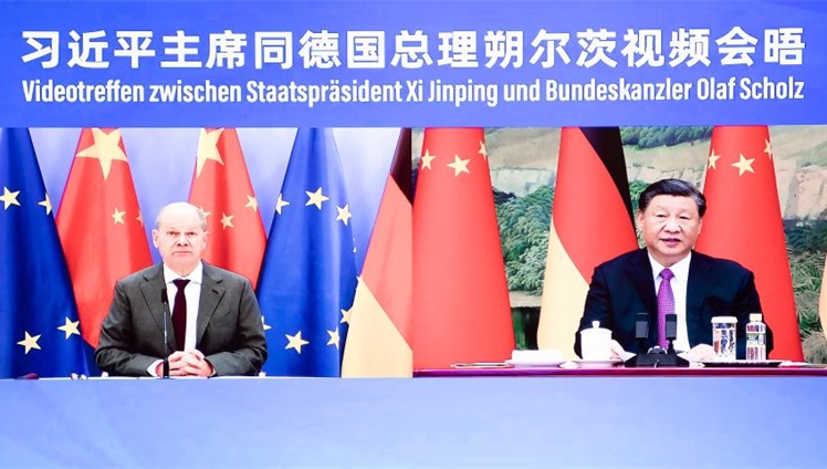 Xi meets Scholz via video link