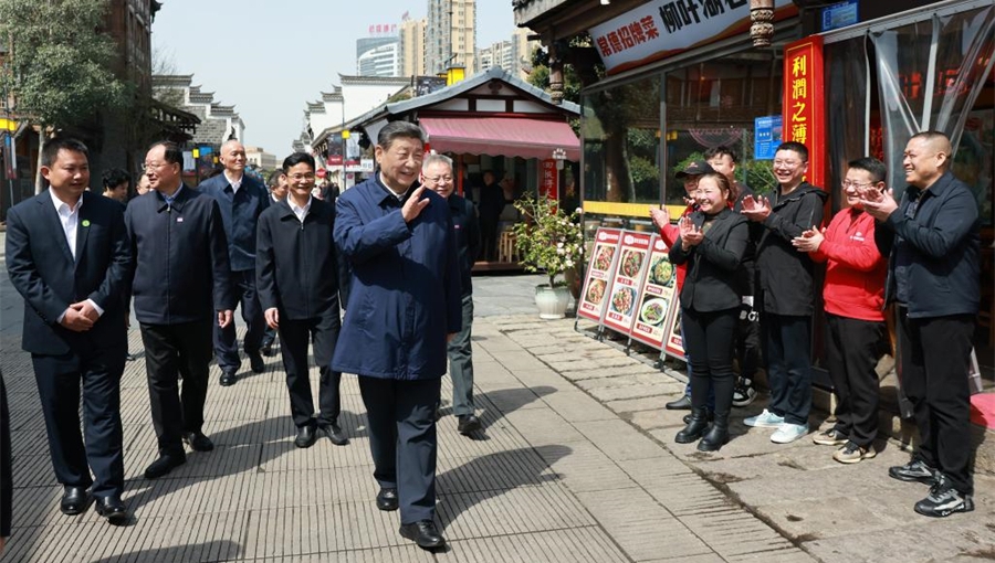 Xi inspects Changde in central China's Hunan Province