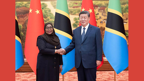 Xi meets Tanzanian president