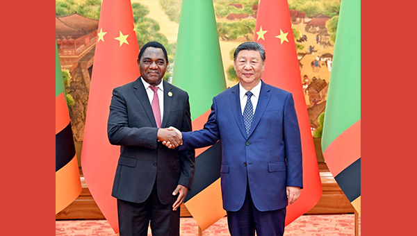 Xi meets Zambian president