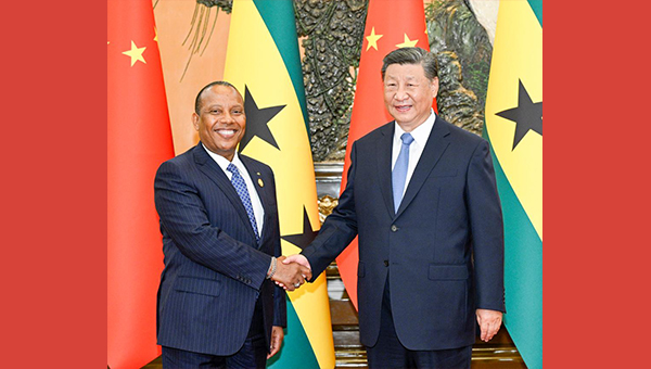 Xi meets Sao Tome and Principe's PM