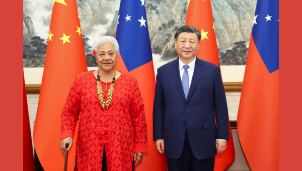 Xi meets Samoan PM, says China prioritizes empowering Pacific Island countries to tackle climate change