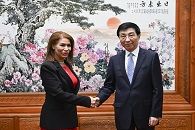 Wang Huning meets president of Central American Parliament