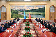Wang Huning meets speaker of lower house of Kazakh parliament