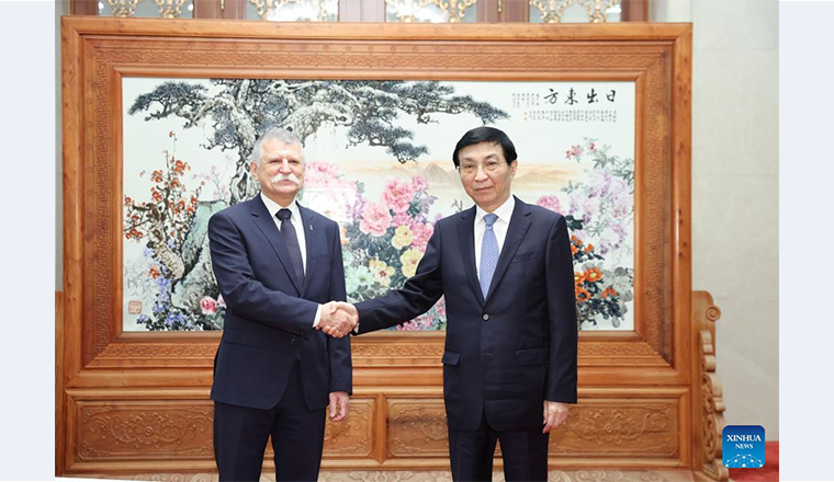 Wang Huning meets speaker of Hungarian National Assembly