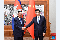 Wang Huning meets Cambodia's senate president