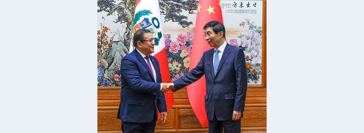 Wang Huning meets Congress of Peru president