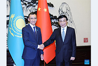 Wang Huning meets Kazakhstan's Senate chairperson