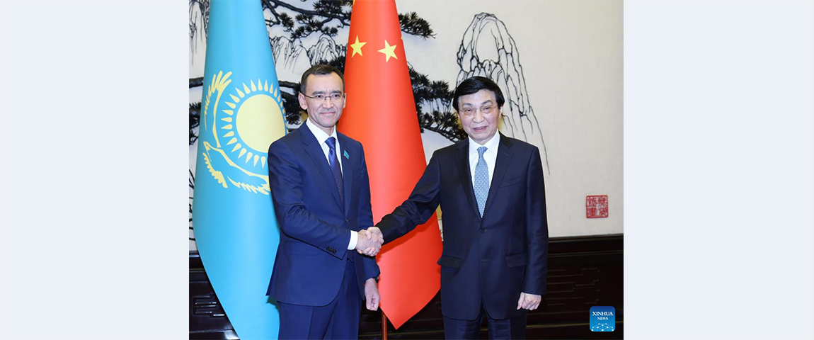 Wang Huning meets Kazakhstan's Senate chairperson