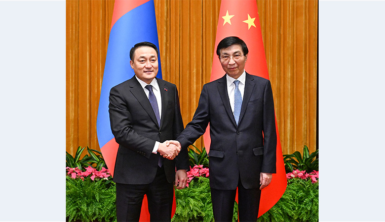 Wang Huning meets chairman of Mongolia's State Great Hural