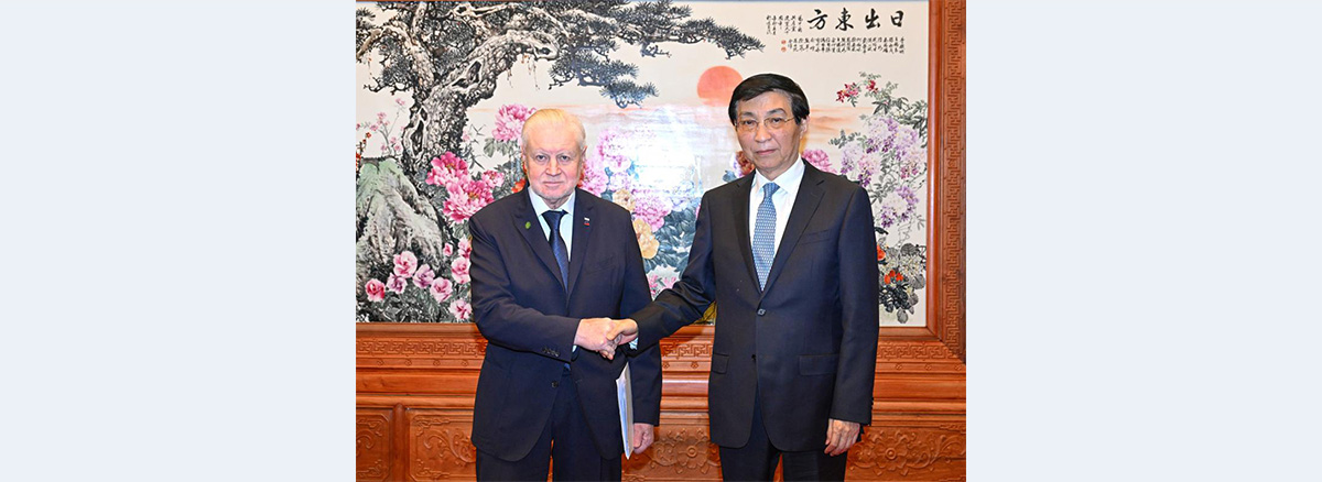 Wang Huning meets delegation of A Just Russia party