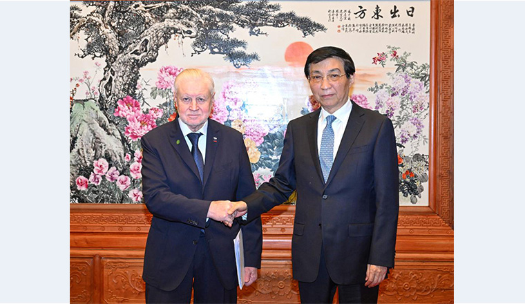 Wang Huning meets delegation of A Just Russia party