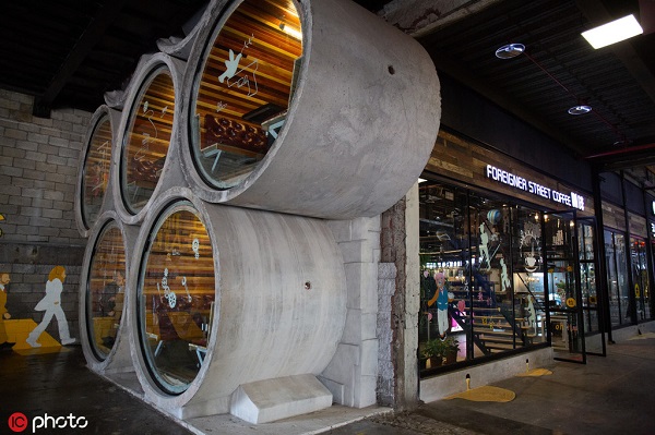 Coffee inside concrete at Chongqing cafe