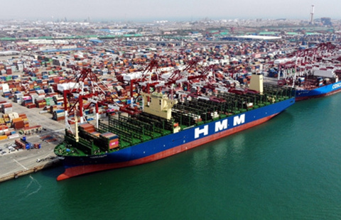 World's largest container ship starts maiden voyage