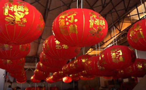 Red lanterns made in celebration of CNY