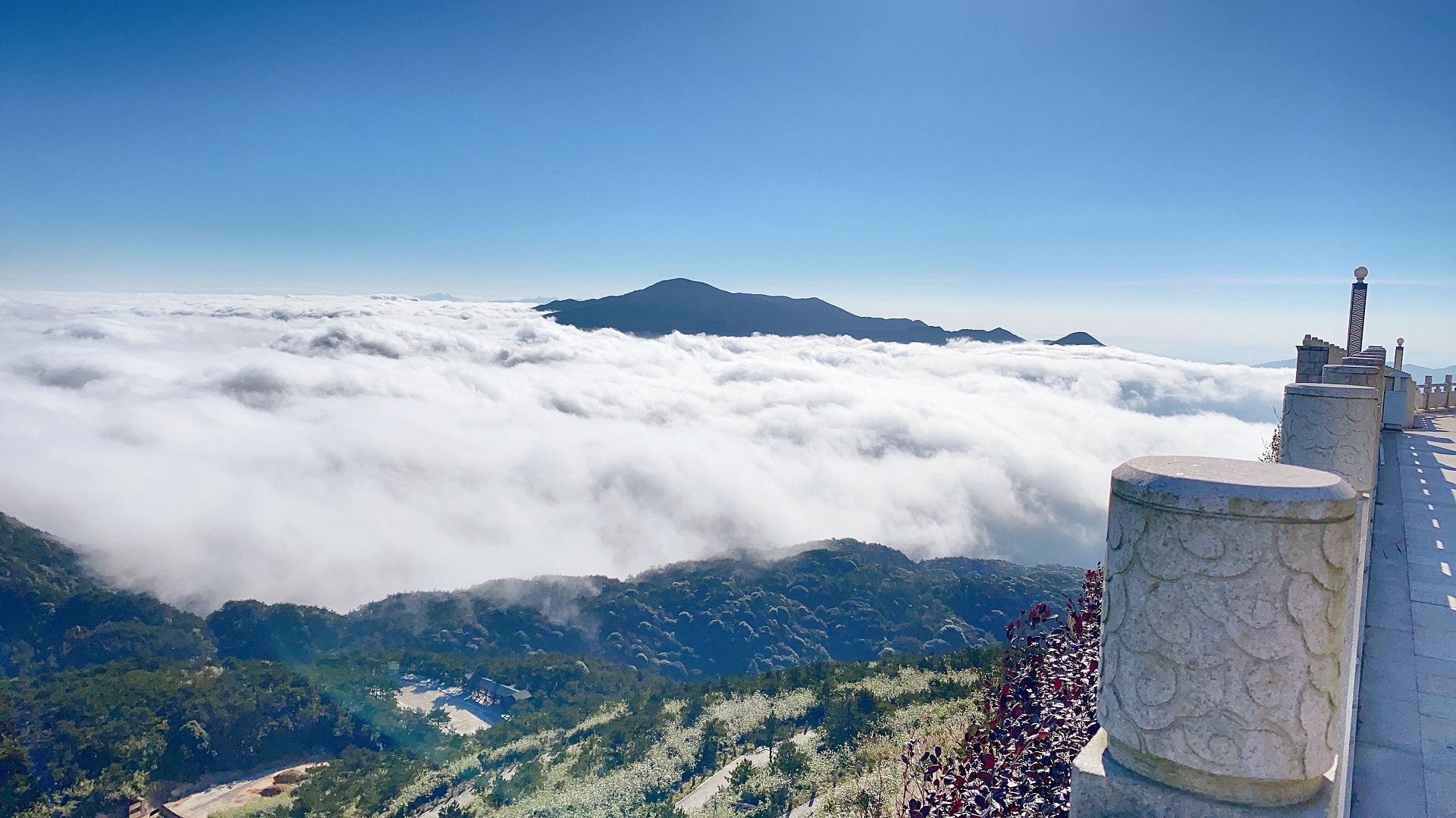 Magnificent Jiuxian Mountain bathed in sea of clouds