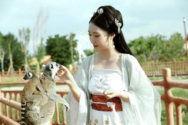 Hanfu-wearing visitors invited to Lanzhou Wild Animal Park for free 
