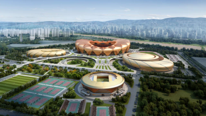 Lanzhou Olympic Sports Center near completion