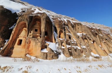 After snowfall, Mati Temple site sparkles