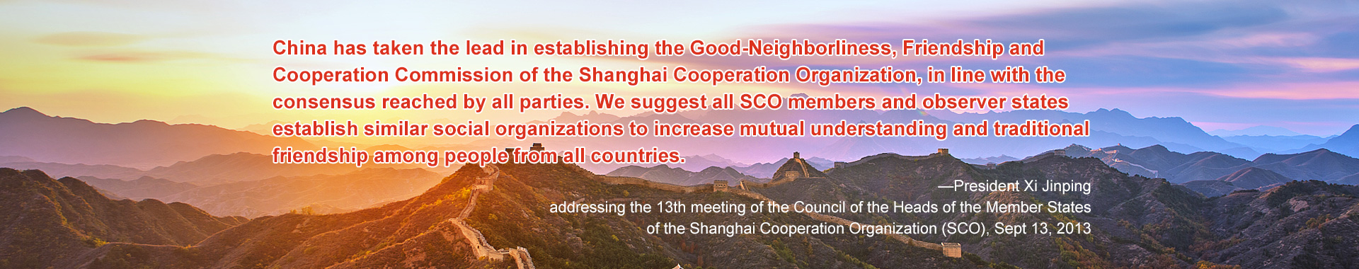 President Xi Jinping addressing the 13th meeting of the Council of the Heads of the Member States of the Shanghai Cooperation Organization (SCO)