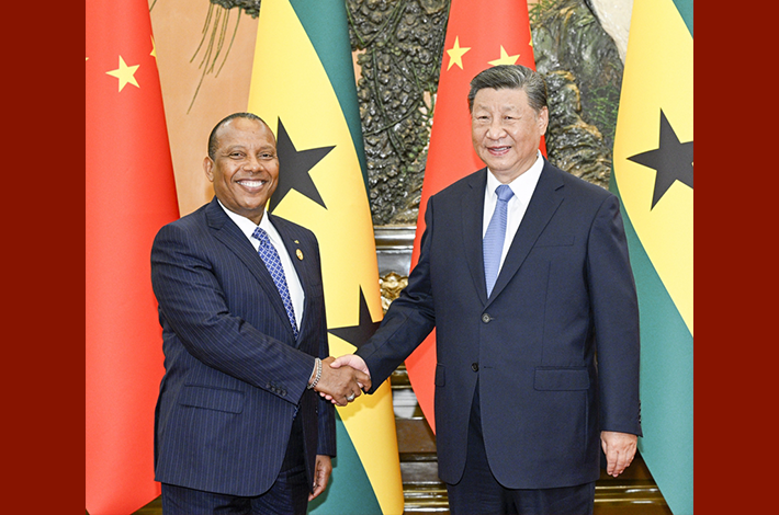 Xi meets Sao Tome and Principe's PM