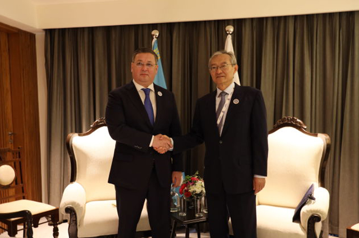 Встреча заместителя Премьер-министра, Министра иностранных дел Республики Казахстан М.А.Нуртлеу с Генеральным секретарём ШОС Чжан Мином