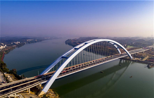 Aerial view of Guantang bridge in Liuzhou, South China's Guangxi