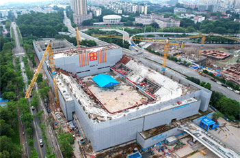 Guangdong province's biggest university gym capped in Tianhe