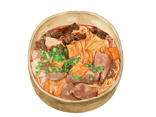 Food: Noodles with Pig Intestine and Blood Curds