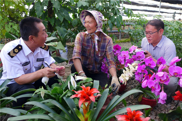 government officials visit a flower grower in Tumd Right Banner in Inner Mongolia 
