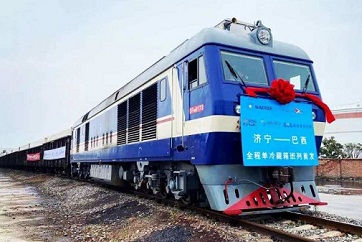 ​Jining launches first reefer container train to Brazil