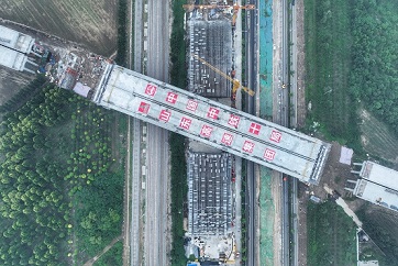 29,000-ton bridge rotates successfully in Jining