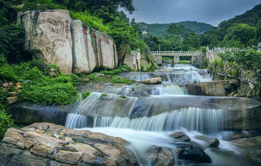 Waterfalls on Mount Tai gush after heavy rain