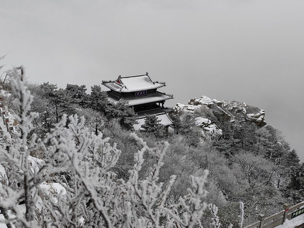 First snow turns Mount Tai into white spectacle