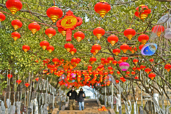 Colorful lanterns add festive atmosphere in Yantai