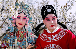 In pics: when Peking Opera meets pear blossoms