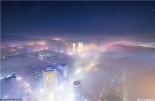 Foggy wonderland seen in Yantai, E China