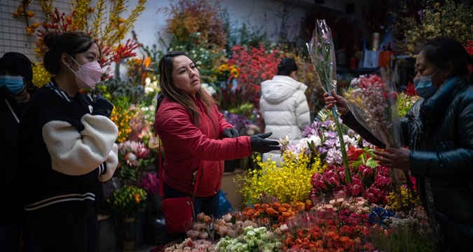 Shanghai flower market bustles with customers before Spring Festival