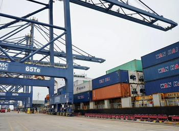 Cargo shipping route docks at Gaolan for Thailand, Vietnam
