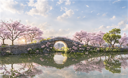 Traffic guide for cherry blossom viewing at Yuantouzhu