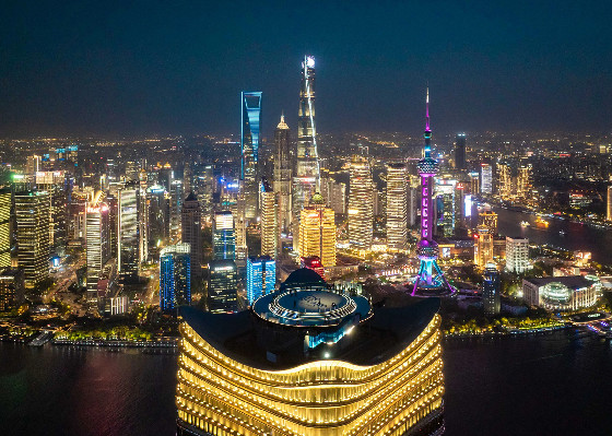 Gaze down on Shanghai's skyline from a dizzying height of 320 meters