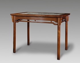 Rosewood desk embedded with a marble panel