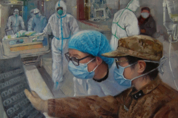 Qingdao painter honors heroes in fight against virus