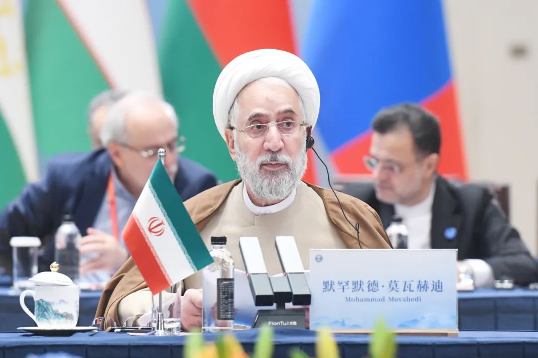 Iranian Prosecutor General Mohammad Movahedi  delivers a speech during the 21st Prosecutors General Conference of the Shanghai Cooperation Organization Member States