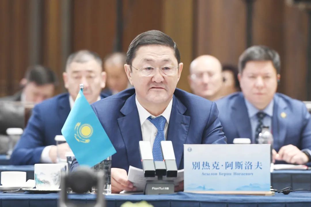 Prosecutor General of the Republic of Kazakhstan Assylov Berik Nogaiuly delivers a speech during the 21st Prosecutors General Conference of the Shanghai Cooperation Organization Member States